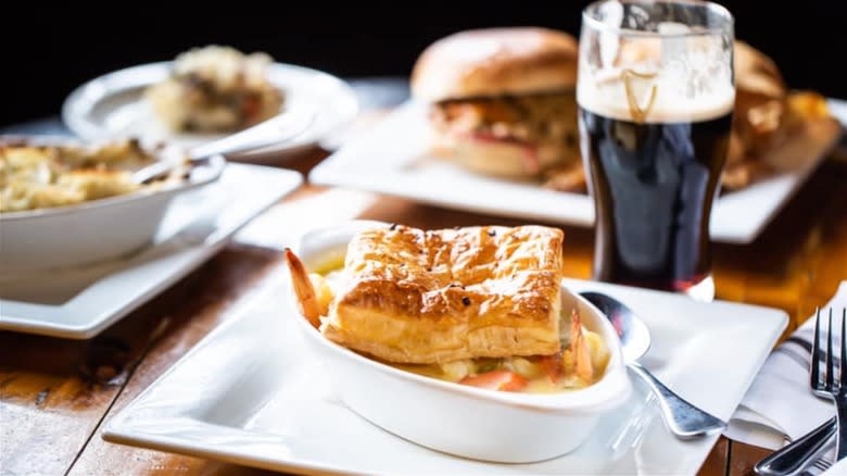 Conroy's chicken pot pie with lunch spread