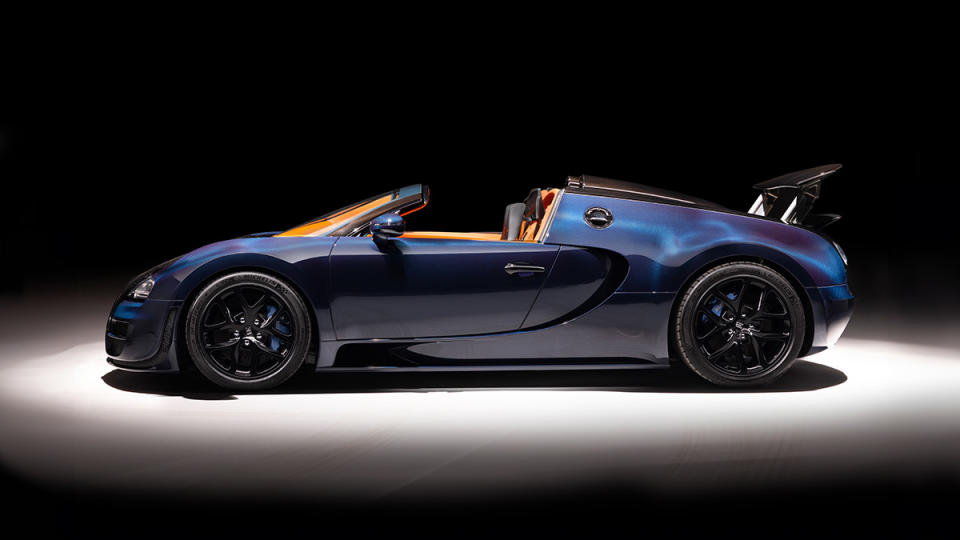 The 2014 Bugatti Veyron 16.4 Grand Sport Vitesse from the side