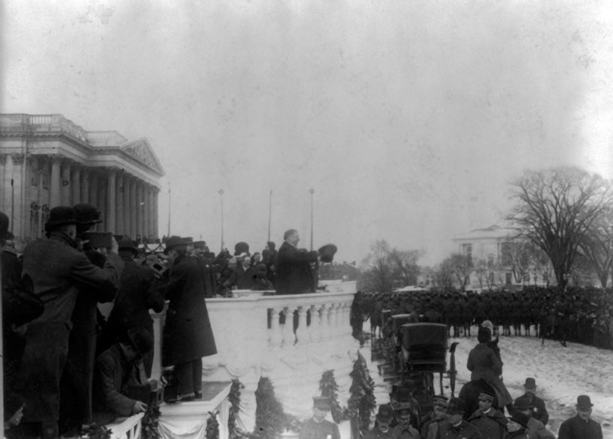 william howard taft 1857 1930 acknowledging the cheers of the crowd at his inauguration as 27th president of the united states of america 1909 1913