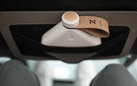 The cork and compostable bioplastic bottle fits into the front seat pocket. - Credit: PreistmanGoode/PreistmanGoode