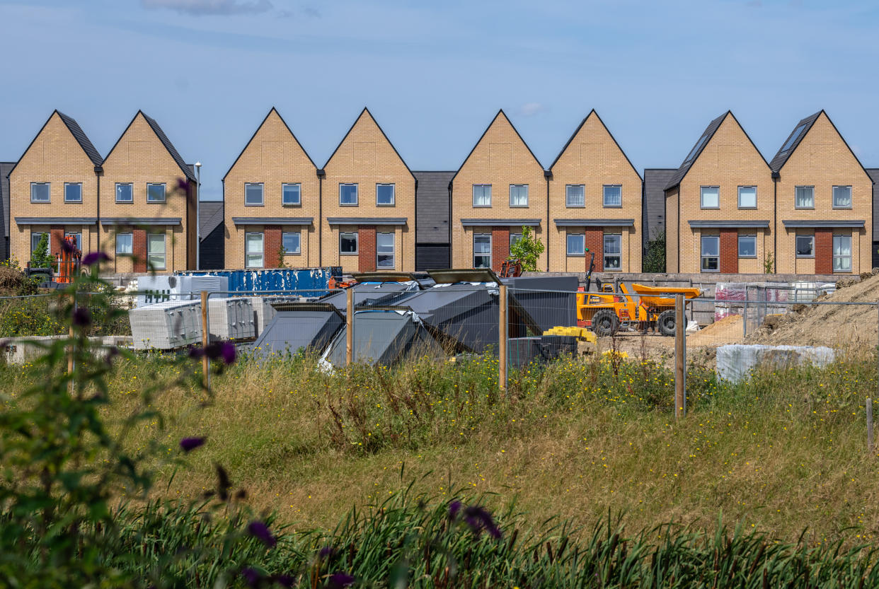 Crest Nicholson NORTHSTOWE, ENGLAND - JULY 26: Newly-built houses are pictured on July 26, 2023 in Northstowe, England. The newly-built sustainable Cambridgeshire town of Northstowe will eventually see 10,000 new homes housing around 26,000 people and is Britain's biggest development in almost 60 years. However, six years after residents first moved moved in it still has no shops, cafes, GP surgery or dentist, leading to dissatisfaction among residents with 76 percent stating they were either 