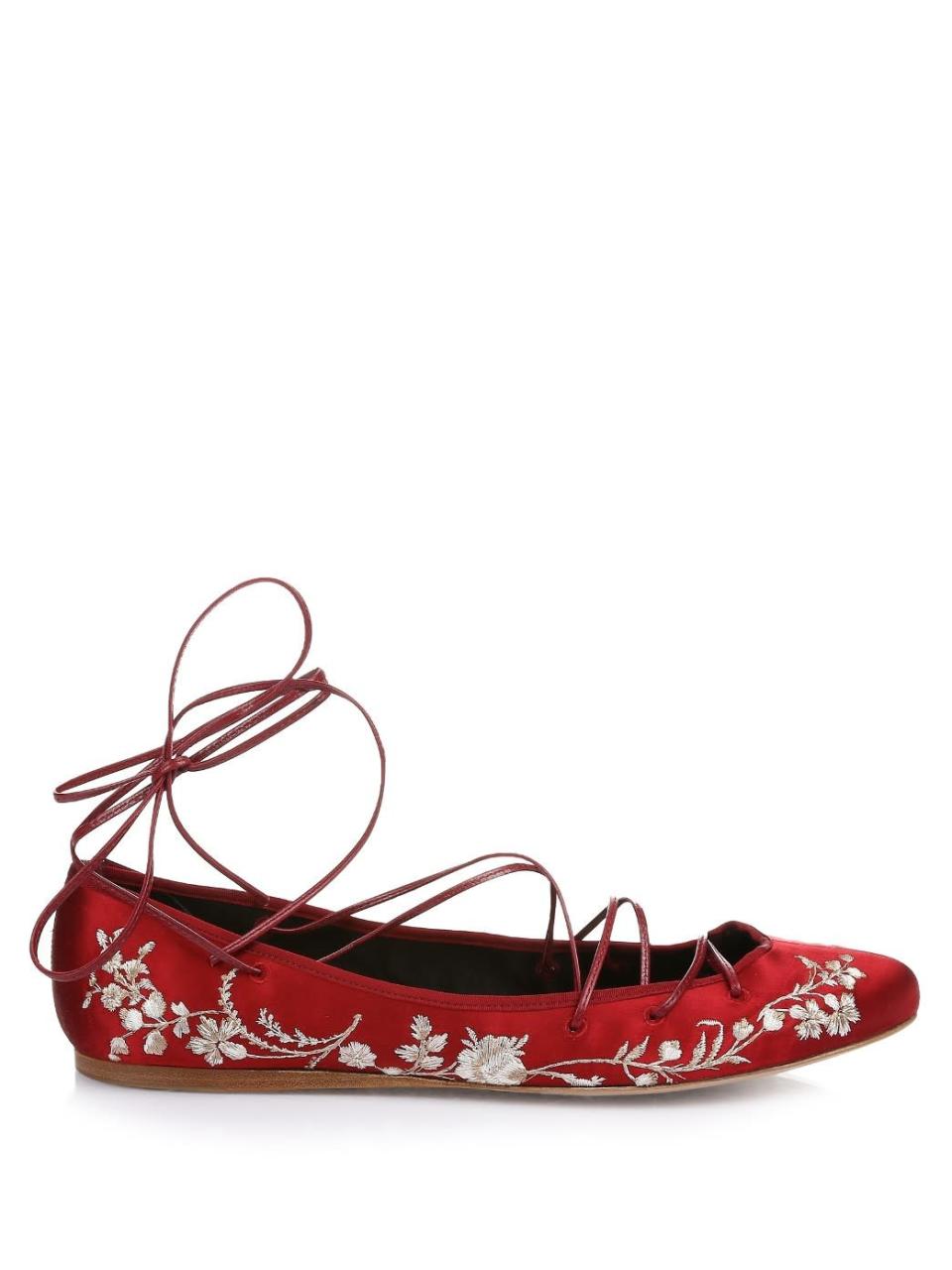 Etro Embroidered Satin Flats