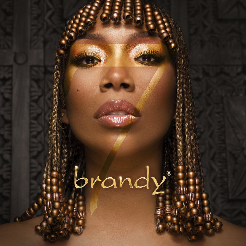 This image released by Brand Nu/eOne shows "B7" by Brandy. Brandy is releasing her first independent album. “B7,” her seventh studio release, will be out Friday and is the Grammy winner’s first album in eight years. (Brand Nu/eOne via AP)