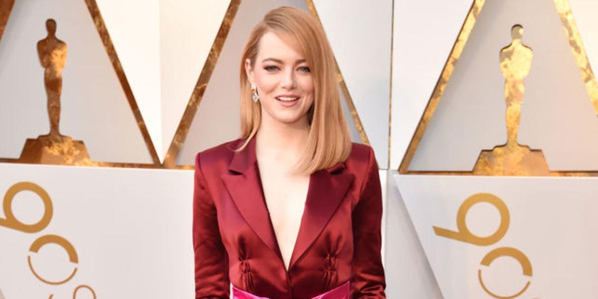 Emma Stone Louis Vuitton Pantsuit at the Oscars 2018