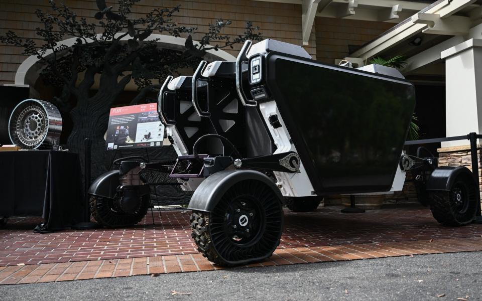 A lunar rover prototype standing without passengers