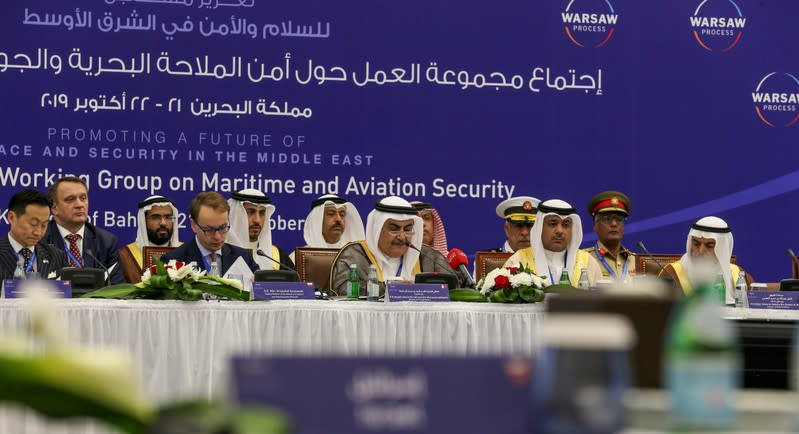 Heads of delegations are seen during the opening session of Peace and Security conference in Manama