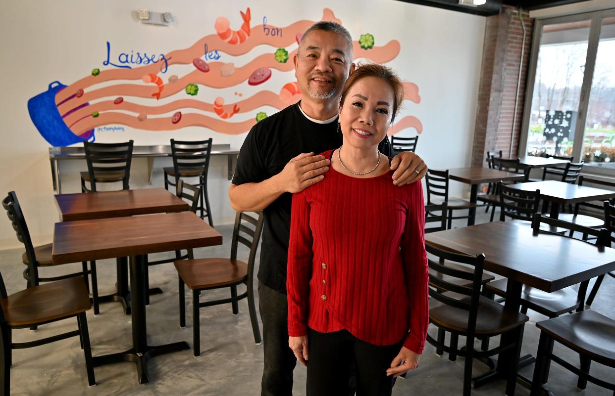 NOLA Cajun Kitchen owners Robert and Judy Nguyen in their Shrewsbury restaurant, to open Wednesday.