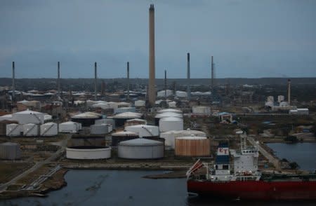 FILE PHOTO - A general view shows the Isla refinery in Willemstad on the island of Curacao, April 22, 2018.  REUTERS/Andres Martinez Casares