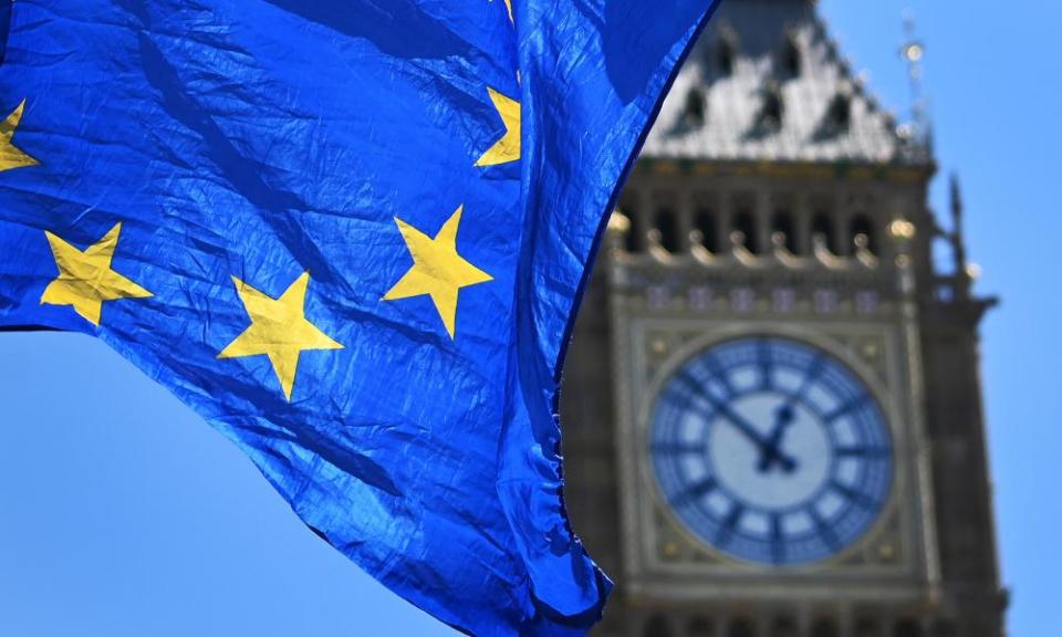 EU flag in Westminster, London