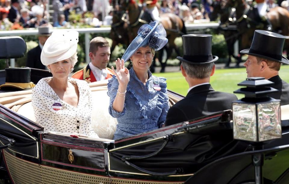 The Countess of Wessex and The Lady de Mauley (left) arrive in the royal procession (Aaron Chown/PA) (PA Wire)