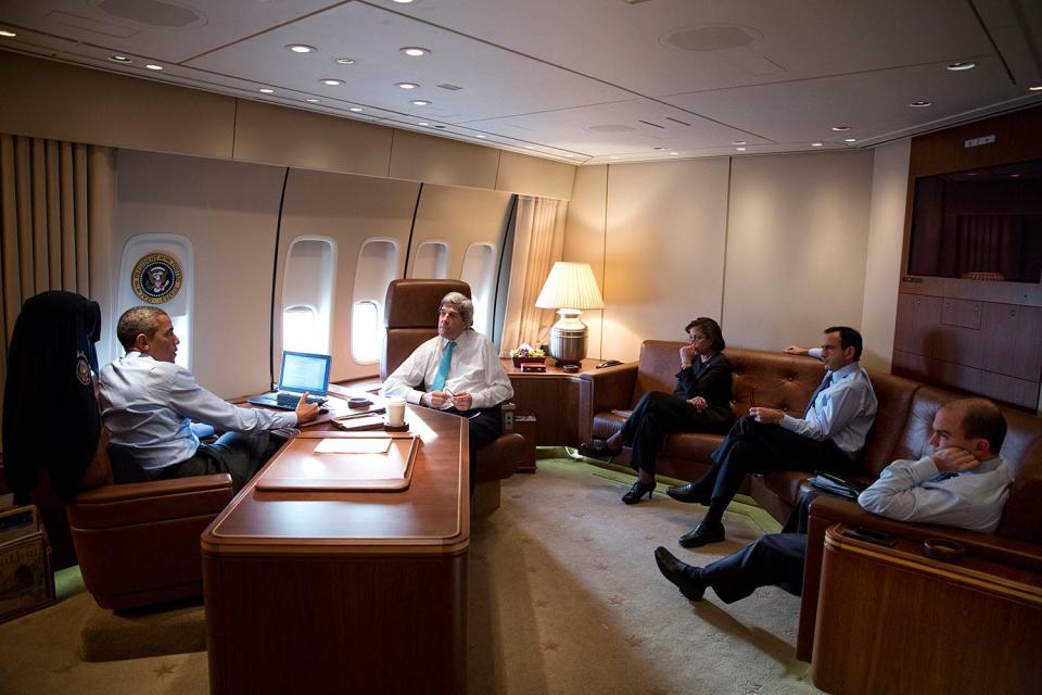 Barack Obama aboard Air Force One.