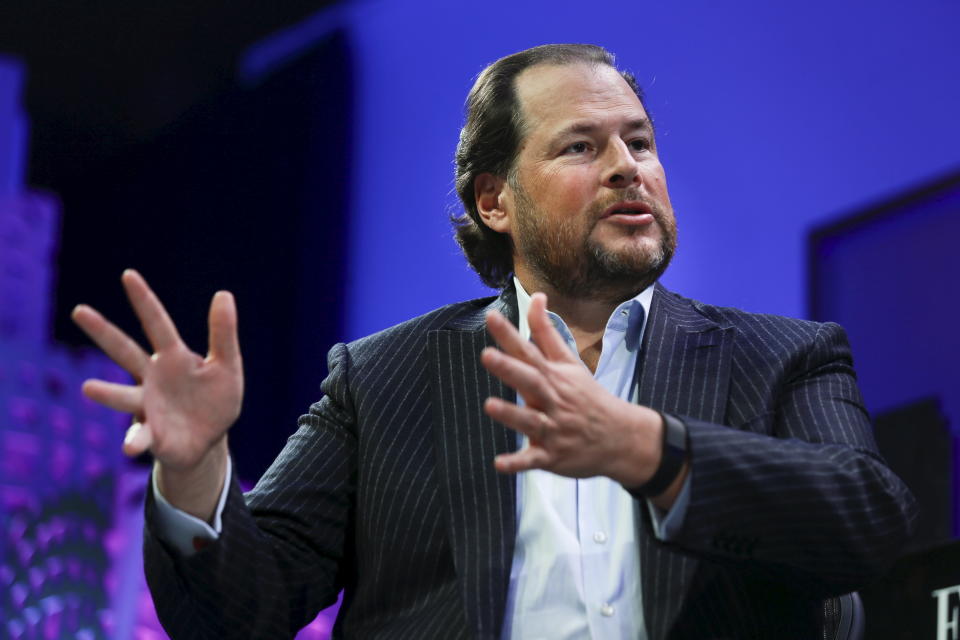 Marc Benioff, Founder, Chairman, and CEO of Salesforce, participates in a panel discussion at the 2015 Fortune Global Forum in San Francisco, California November 3, 2015. REUTERS/Elijah Nouvelage