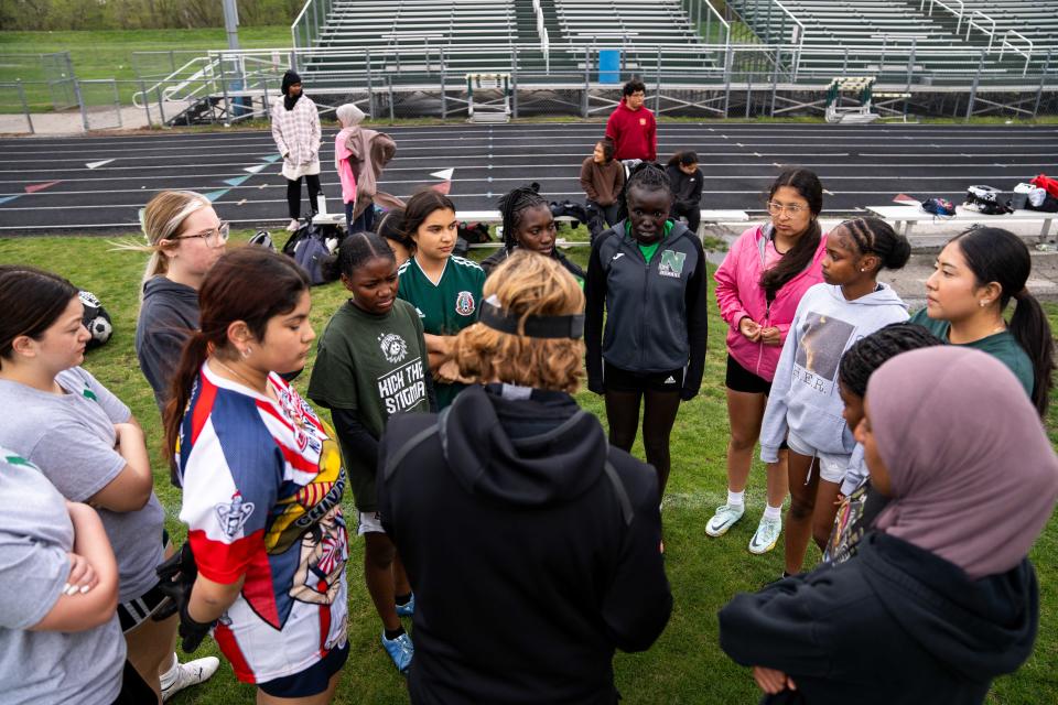 The North High girls soccer team practices on April 18 in Des Moines. The Polar Bears had the best season in program history in 2023.
