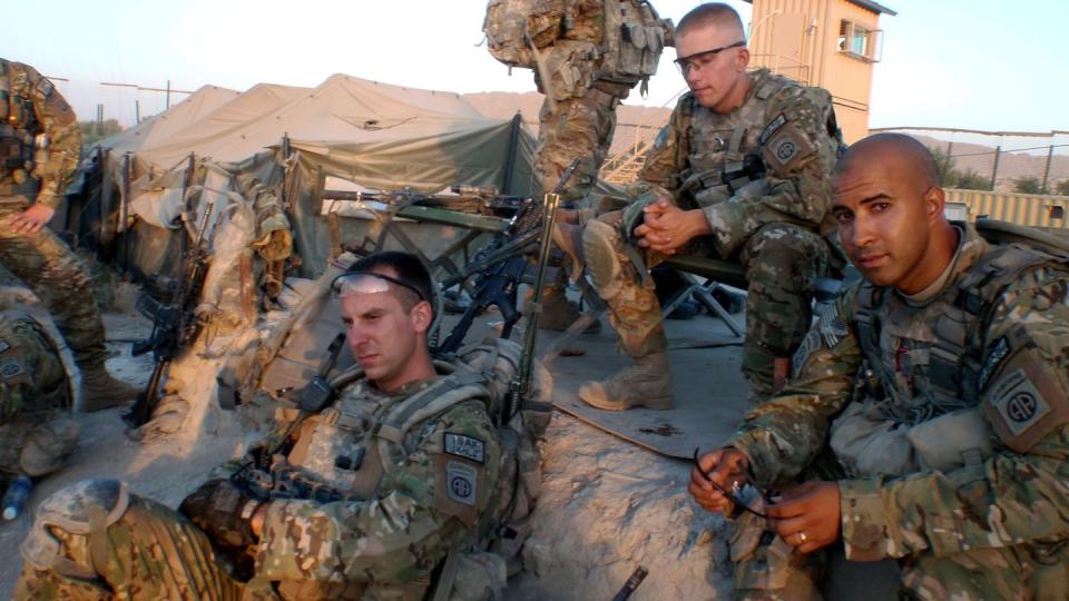 William Yeske, (bottom left) with fellow members of 1st Platoon, Bravo Company, 2nd Battalion, 508th Parachute Infantry Regiment, 82nd Airborne Division while on deployment in Afghanistan in 2009-10. (William Yeske)