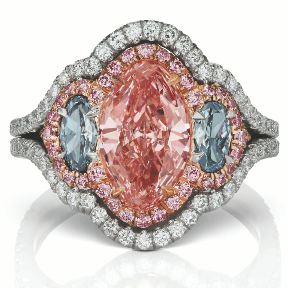 Calleija platinum, rose gold, blue, pink and white diamond ring - Chad Johnson and The Commercial Art Lab