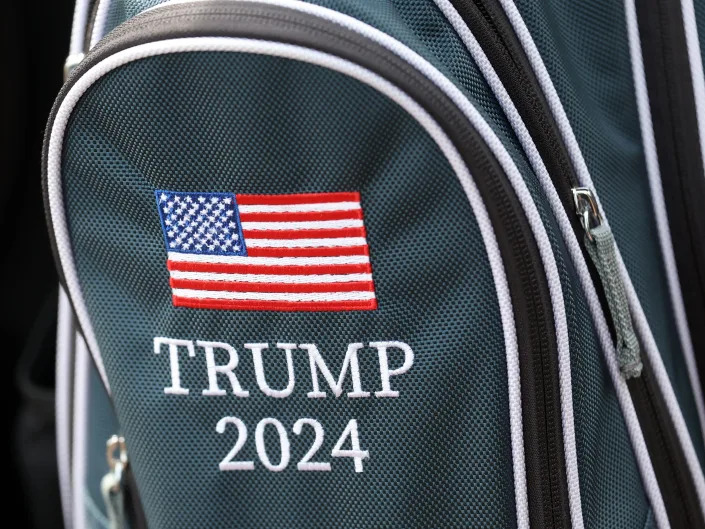 Trump 2024 on Eric Trump's golf bag