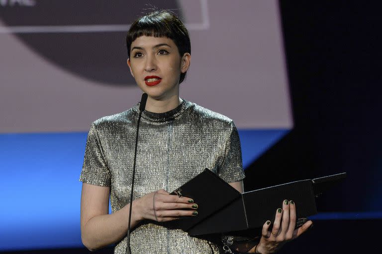 Sofía Gala Castiglione en el Festival de San Sebastián, recibiendo el premio a la Mejor Actriz por su rol en el film Alanis