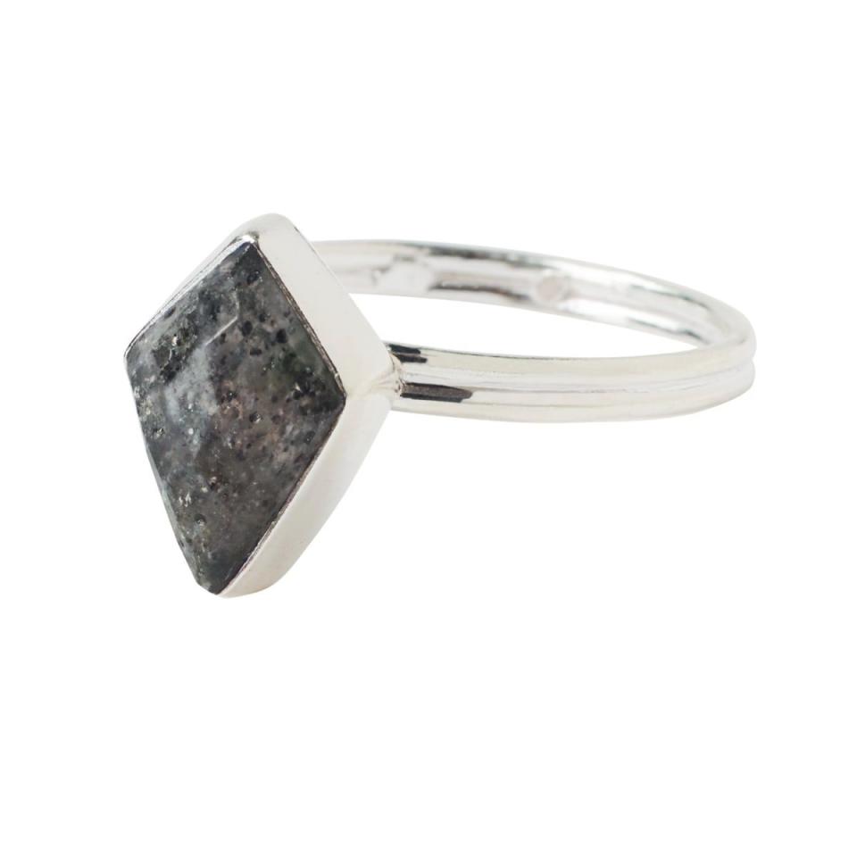 26) Black Moonstone Kite Sterling Silver Adjustable Ring