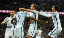 <p>Soccer Football – 2018 World Cup Qualifications – Europe – England vs Slovakia – London, Britain – September 4, 2017 England’s Marcus Rashford celebrates scoring their second goal with team mates Action Images via Reuters/John Sibley </p>