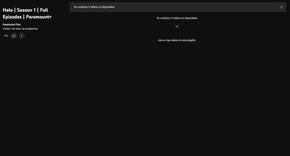 Parece que la serie de Halo no está disponible en YouTube en algunas regiones