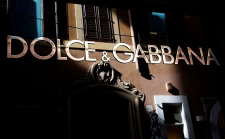 FILE PHOTO: The logo of Dolce & Gabbana is seen in a shop in downtown Rome, Italy February 10, 2016. REUTERS/Tony Gentile/File Photo