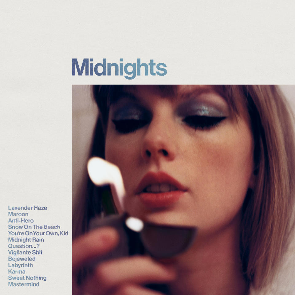 This image released by Republic Records shows "Midnights" by Taylor Swift. (Republic Records via AP)