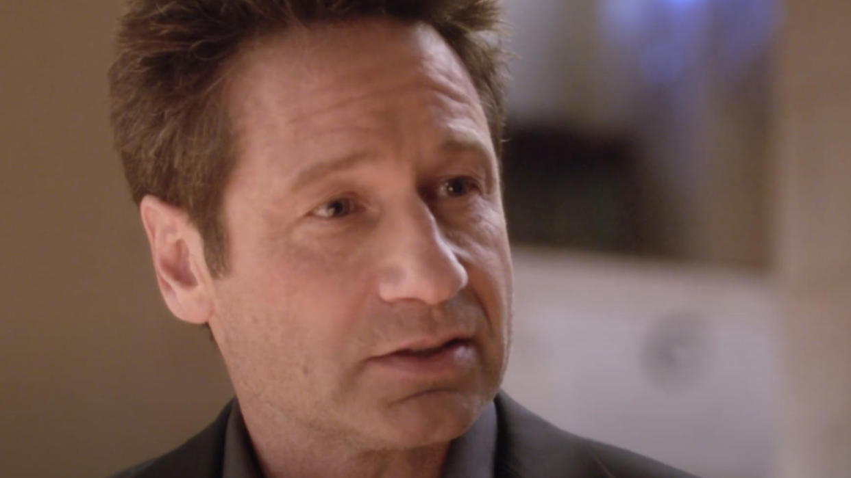  Close-Up of Fox Mulder's face during conversation with Scully on The X-Files final season. 