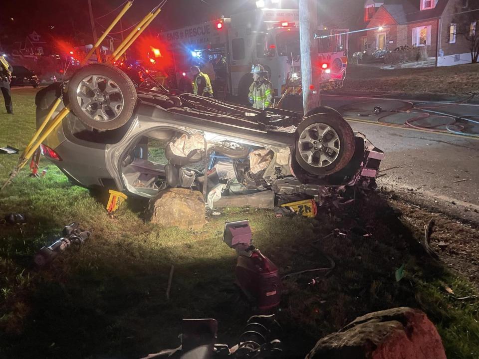 A person was rescued from their vehicle after a rollover crash in Allegheny County.