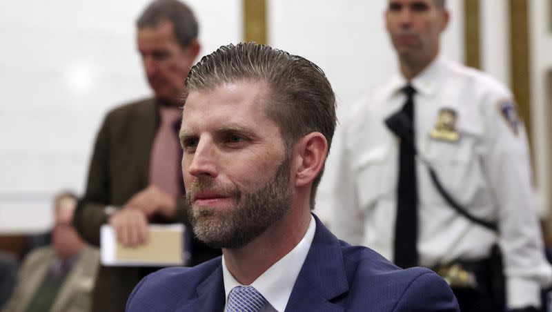 Former President Donald Trump’s son and co-defendant Eric Trump appears during the Trump Organization’s civil fraud trial on Thursday, Nov. 2, 2023, at New York Supreme Court in New York.