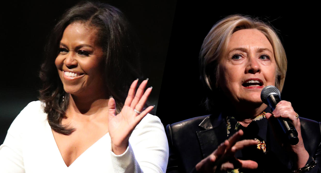 Michelle Obama, Hillary Clinton (Photos: Yui Mok/PA Images via Getty Images, Mario Anzuoni/Reuters)