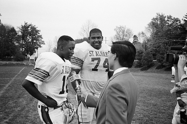 It's a good thing Ogden was a patient teen; he easily could have crushed a teammate and sports anchor — Flickr/StAlbansSchool