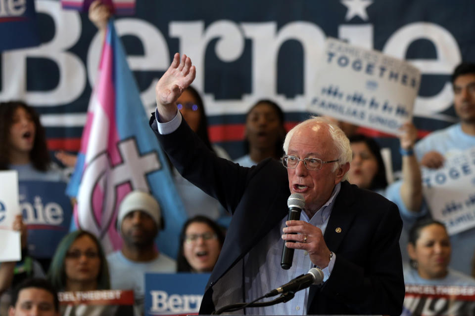 Bernie Sanders at a rally in Las Vegas on Saturday. (Photo by Alex Wong/Getty Images)