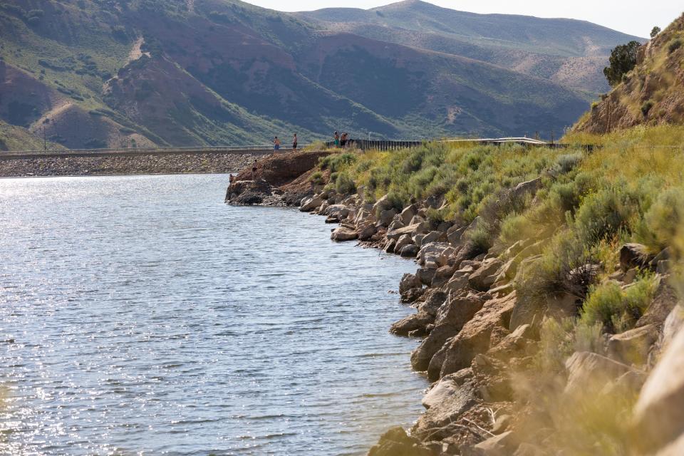 People cliff jump at Echo State Park in Coalville on Monday, July 17, 2023. | Megan Nielsen, Deseret News