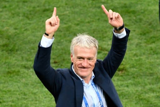 France coach Didier Deschamps celebrates winning the World Cup