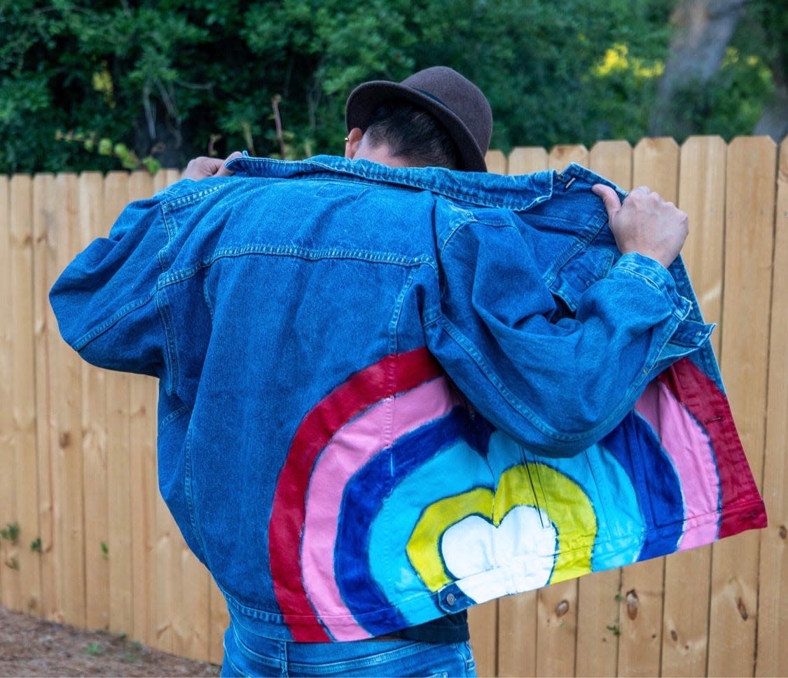 Save the Closet is partnering with Pier Park to host a “Denim Donation Drive” on Aug. 13 to encourage sustainability by donating clothing and having local artists give them a makeover. Pictured is a jacket decorated by artist Maurice Hunter for Save the Closet.
