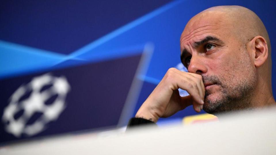 Pep Guardiola during his pre-match news conference for Real Madrid game