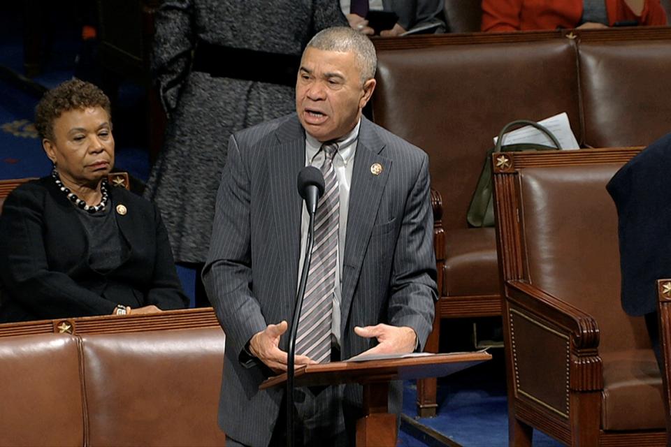 Rep.  Lacy Clay  speaks as the House of Representatives debates the articles of impeachment against President Donald Trump on Dec. 18, 2019.  