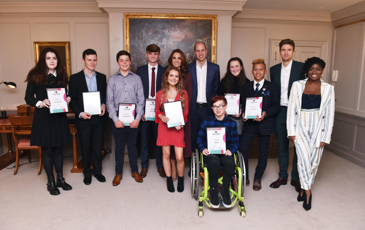 Duke and Duchess of Cambridge with the Teen Heroes of 2018 and BBC Radio 1 DJs Greg James and Clara Amfo (BBC/Sarah Jeynes)