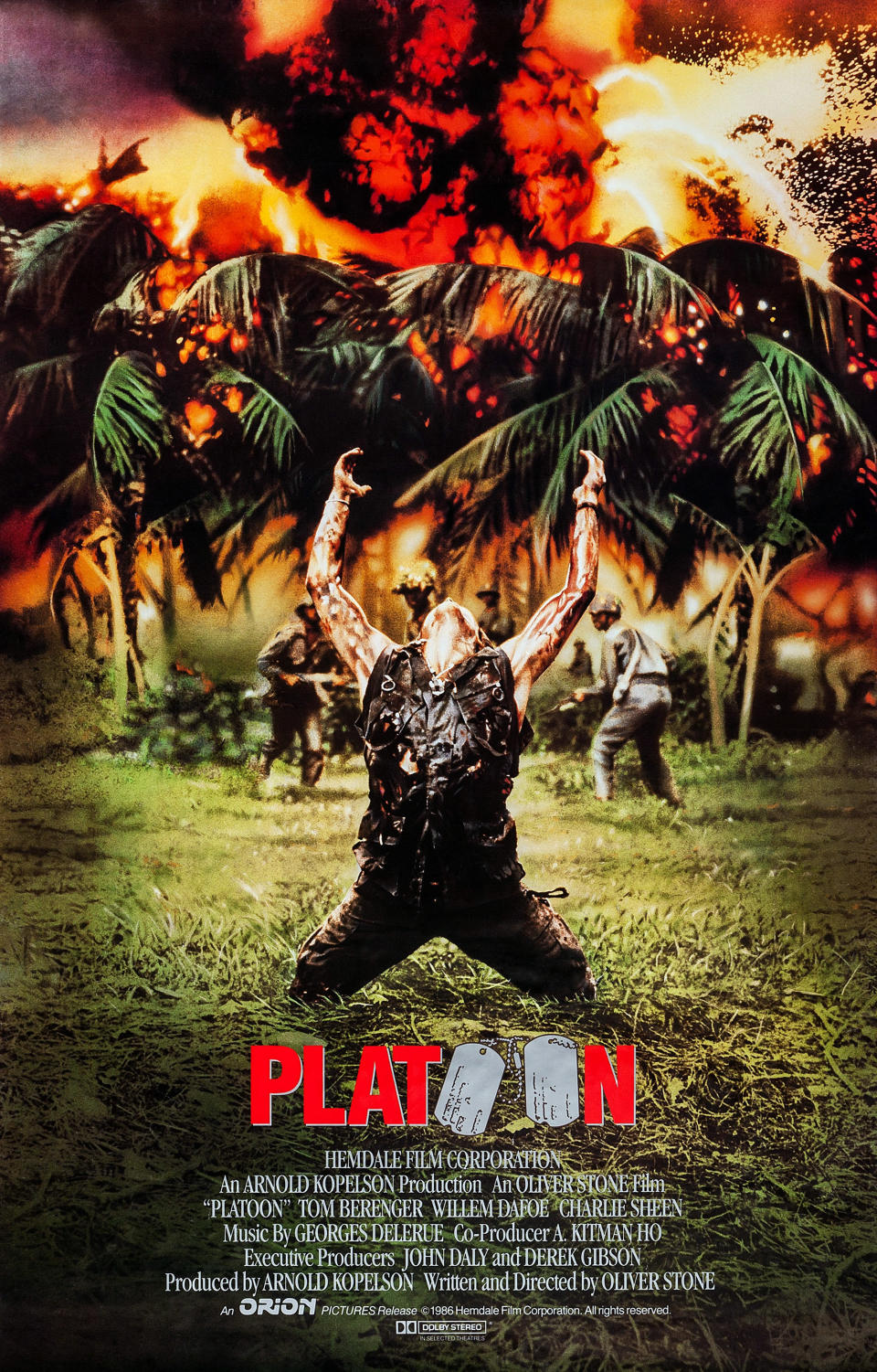 Willem Dafoe's death pose is immortalized on the Platoon poster (Photo: ©Orion Pictures / Courtesy: Everett Collection)