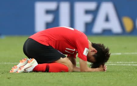 Soccer Football - World Cup - Group F - South Korea vs Mexico - Rostov Arena, Rostov-on-Don, Russia - June 23, 2018 South Korea's Lee Jae-sung looks dejected after the match REUTERS/Marko Djurica