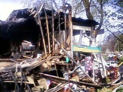 Wreckage at the Heidelberg Project after the OJ building burned. 