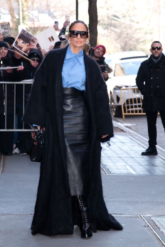 NEW YORK, NY - FEBRUARY 15: Jennifer Lopez is seen arriving at "The View" on February 15, 2024 in New York, New York. (Photo by MEGA/GC Images)