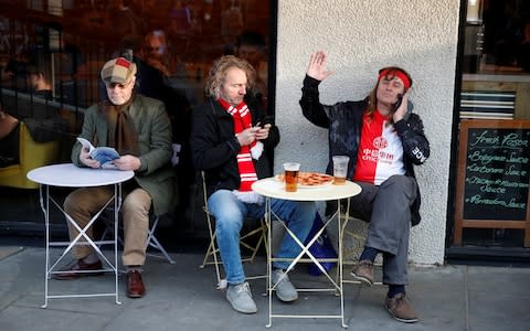 Slavia Prague fans outside the stadium before the match - Credit: Reuters