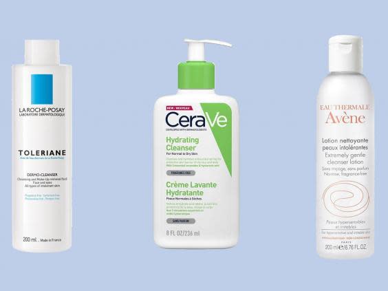 La Roche Posay’s Toleriane Dermo Cleanser, £12.50, Look Fantastic; Cerave’s Hydrating Cleanser, £9.50, Look Fantastic; Avène Extremely Gentle Cleanser, £10.49, Superdrug