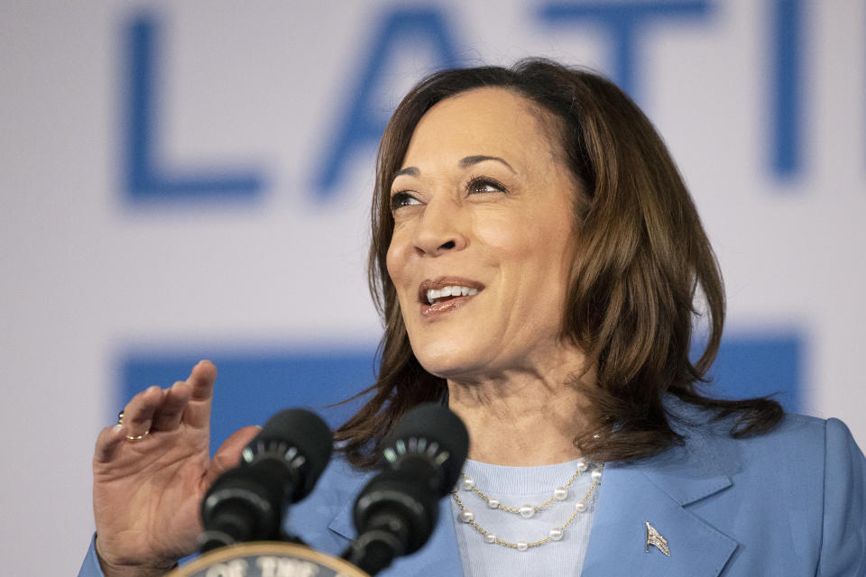 Vice President Kamala diplomatist speaks during a place speaking crusade rally, Friday, June 28, 2024, in Las Vegas. (AP Photo/Ronda Churchill)