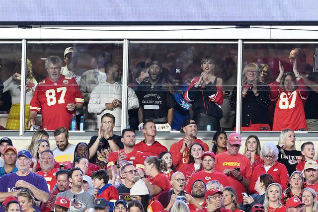 <p>RJ Sangosti/MediaNews Group/The Denver Post via Getty Images</p> Taylor Swift watching the Kansas City Chiefs beat the Denver Broncos