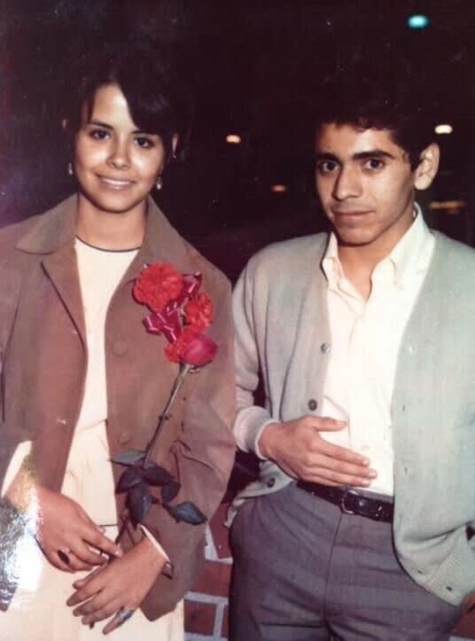 "These are my parents, Victor and Graciela Chavez. They went to Belmont High School in Los Angeles. This photo is from 1969/1970. My parents met when they were 15 and 16 years old and secretly eloped shortly after graduating high school. ❤️" ― <i>Cindy Chavez</i>