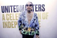 <p>Wiz Khalifa attends UnitedMasters' A Celebration of Independence at the 65th Grammy Awards event at the Hollywood Palladium on Feb. 03 in Los Angeles, California.</p>