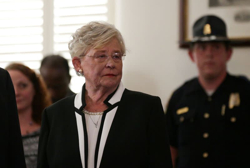 FILE PHOTO: Lt Governor Kay Ivey waits to be sworn in shortly after Alabama Governor Robert Bentley announced his resignation amid impeachment proceedings on accusations stemming from his relationship with a former aide in Montgomery