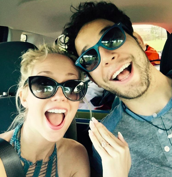 Anna Camp showed off her diamond ring from “Pitch Perfect” co-star Skylar Astin. 